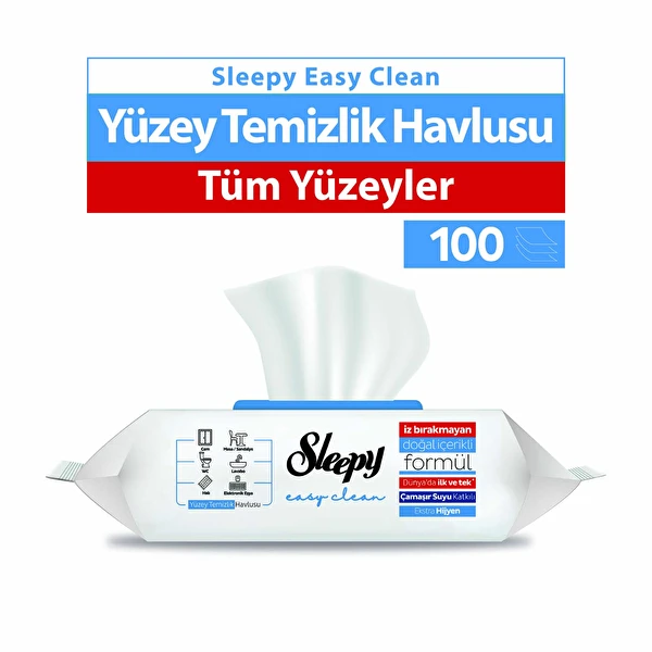 Sleepy Easy Clean Çamaşır Suyu Katkılı Yüzey Temizlik Havlusu 100 Yaprak