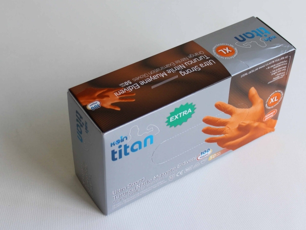 Koin Titan Ekstra Ultra Xl Turuncu Güçlü Nitril Eldiven 50'li